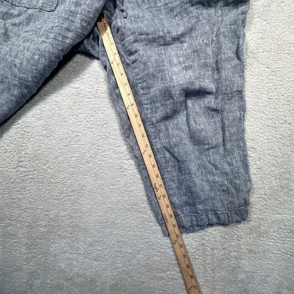 Lands' End Linen Capri Pants Women's 20W Blue Gray Elastic Waist Drawstring - Picture 6 of 10